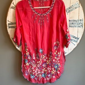 JOHNNY WAS xs floral scoop neck sleep dress/ swim suit cover up